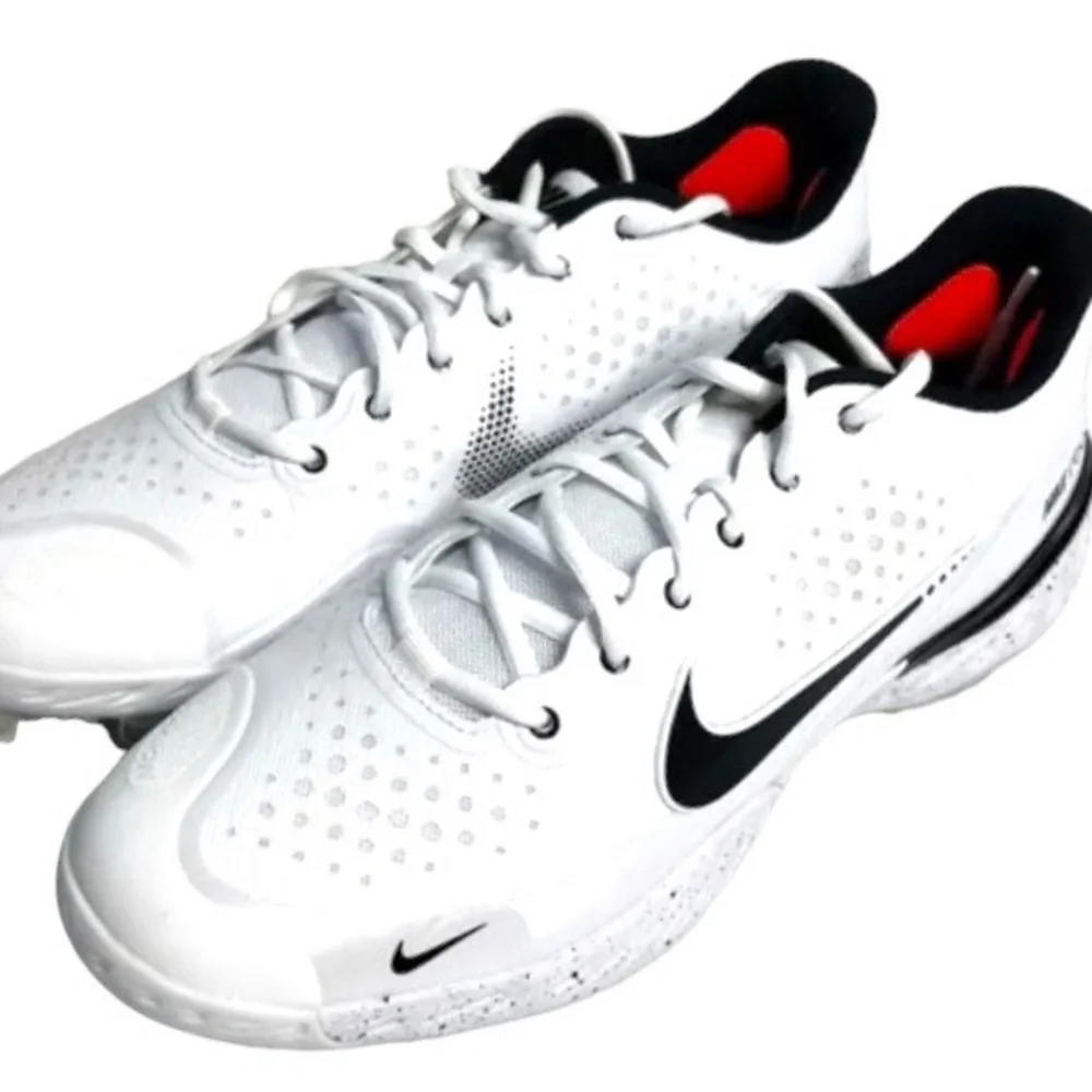 New NIKE Alpha Huarache Elite 3 White Black Metal Spikes Baseball Cleats Mens 14
